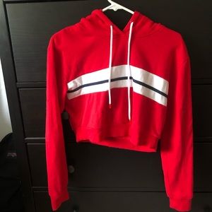 Cropped red hoodie